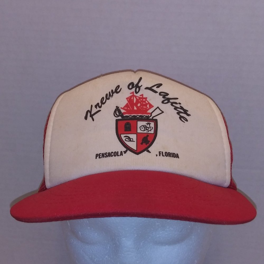 Mardi Gras Krewe Of Lafitte Pensacola FL Cap Trucker Hat Snapback Vintage 70s